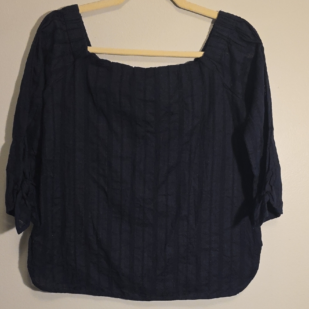 Bailey 44 Blue Boxy Blouse with 3/4 Sleeves